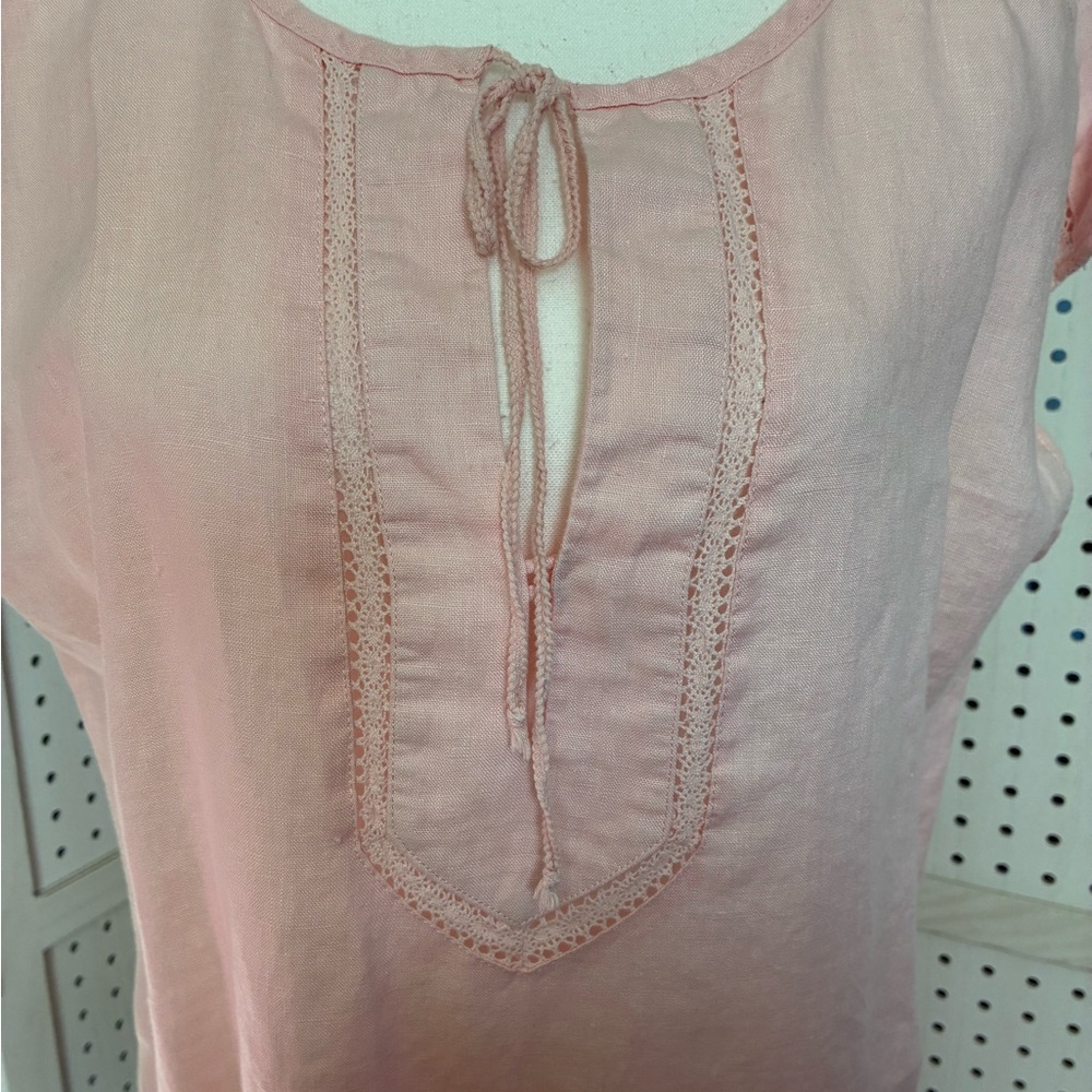 Ellen Tracy Blush Pink Tie-Neck Cap Sleeve Tunic - Picture 2 of 7